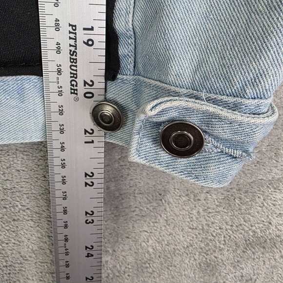 Womens Rue21 Light Wash Blue Denim Jacket W/ Pink Flames & Angel Graphic Size M - Picture 7 of 8